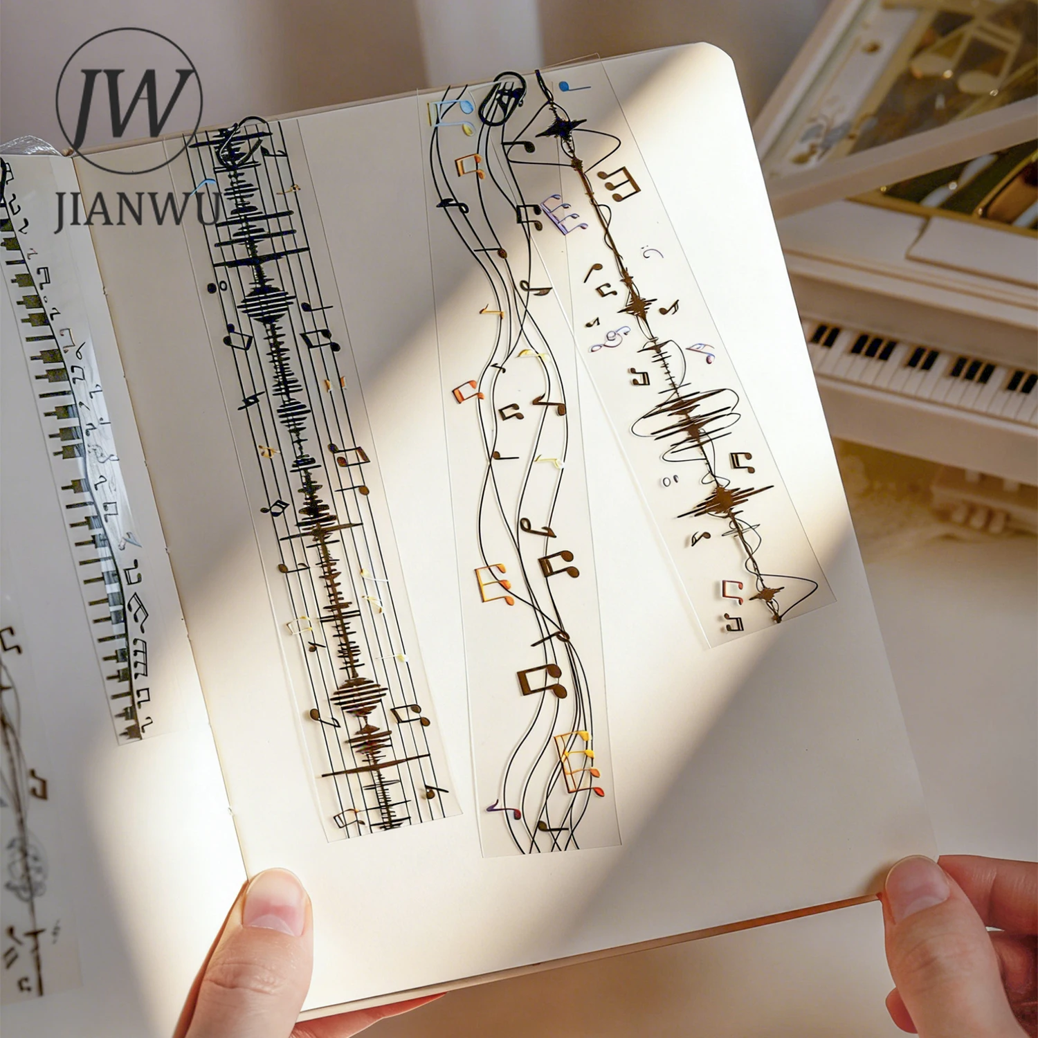 JIANWU Music Flows 시리즈 빈티지 악보 풍경 소재 콜라주 스크랩북 PET 테이프 크리에이티브 DIY 저널 문구류
