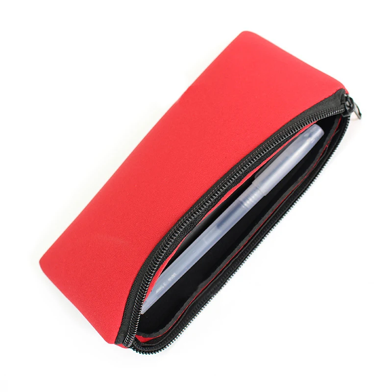 Solid Neoprene Pouch Cosmetic Makeup Bag for Women Pencil Cover Eyebrow Pencil Brushes Storage Organizer Lady Travel Wallet 5