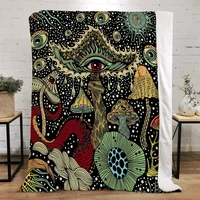 Boho Mushroom Throw Blanket King Size Luxury Blankets & Throws Knitted Plaid Home and Decoration Beach Towel Microfiber Bedding 1