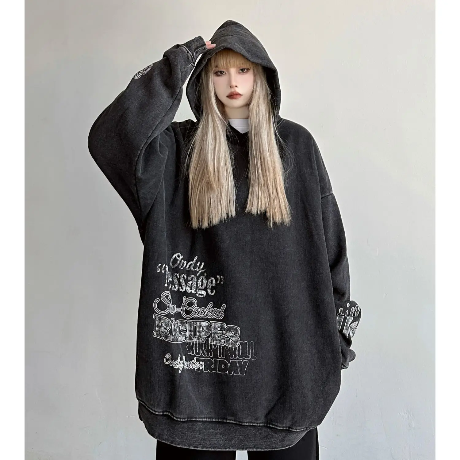 European And American Hooded Sweater Men And Women Same Autumn And Winter Korean Version Loose Lazy Wind Hoodies Women amii minimalist lazy sweatshirt for women 2023 autumn new loose hoodies drawstring print casual pants separately 12343149