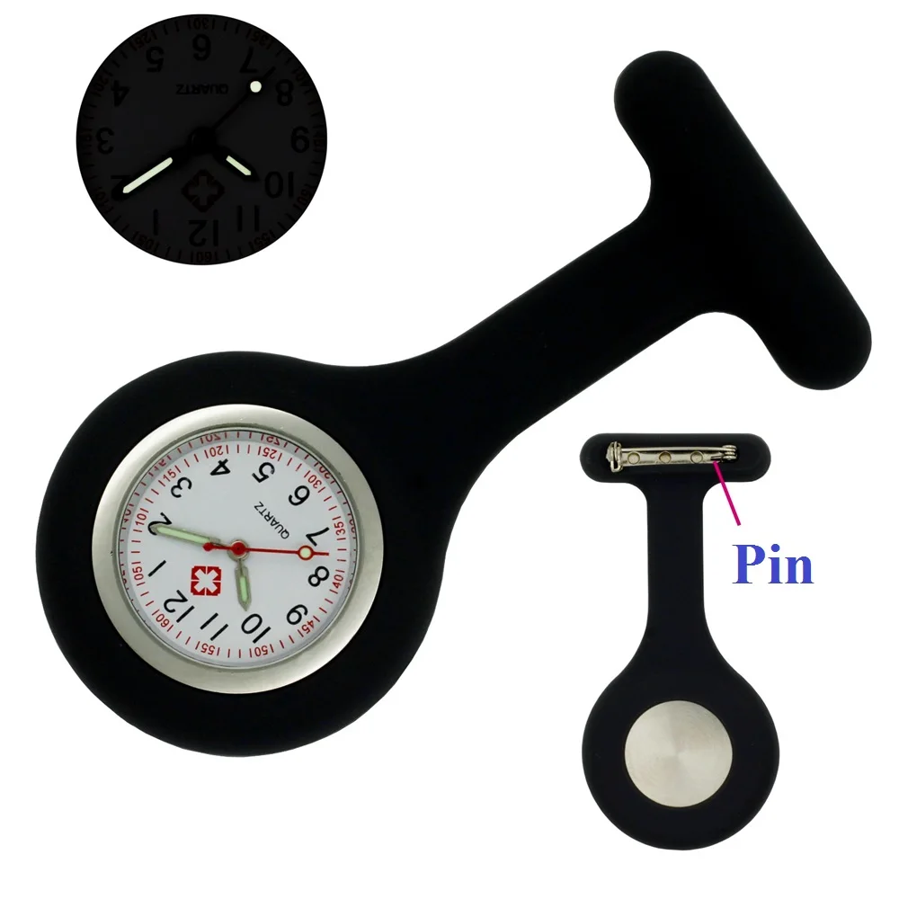 Pocket Watch Fashion Classic Women Doctor Nurse Silicone Rubber FOB Hospital Medical Brooch Pins Clock Gift