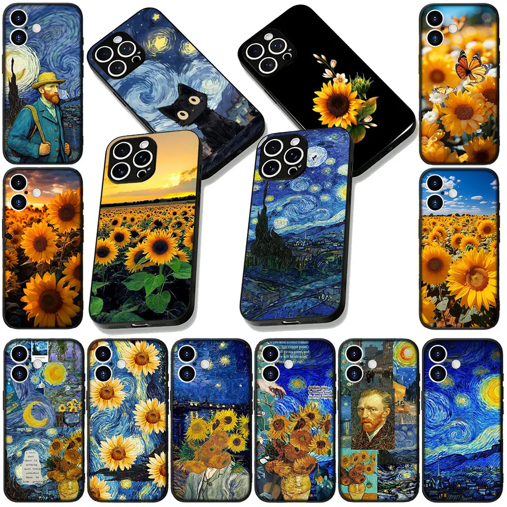 Sunflower Van Gogh Starry Night Soft Phone Case Cover