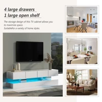 Настенная доска для телевизора со светодиодной подсветкой и местом для хранения, 2 шкафа, 4 ящика, современный дизайн МДФ, Белый — изображение 5