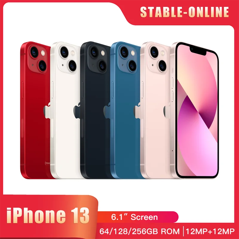 

Apple iPhone 13 128GB/256GB ROM Unlocked 5G A15 Bionic Chip Face ID 6.1" 2532 x 1170 OLED Screen 12MP Camera