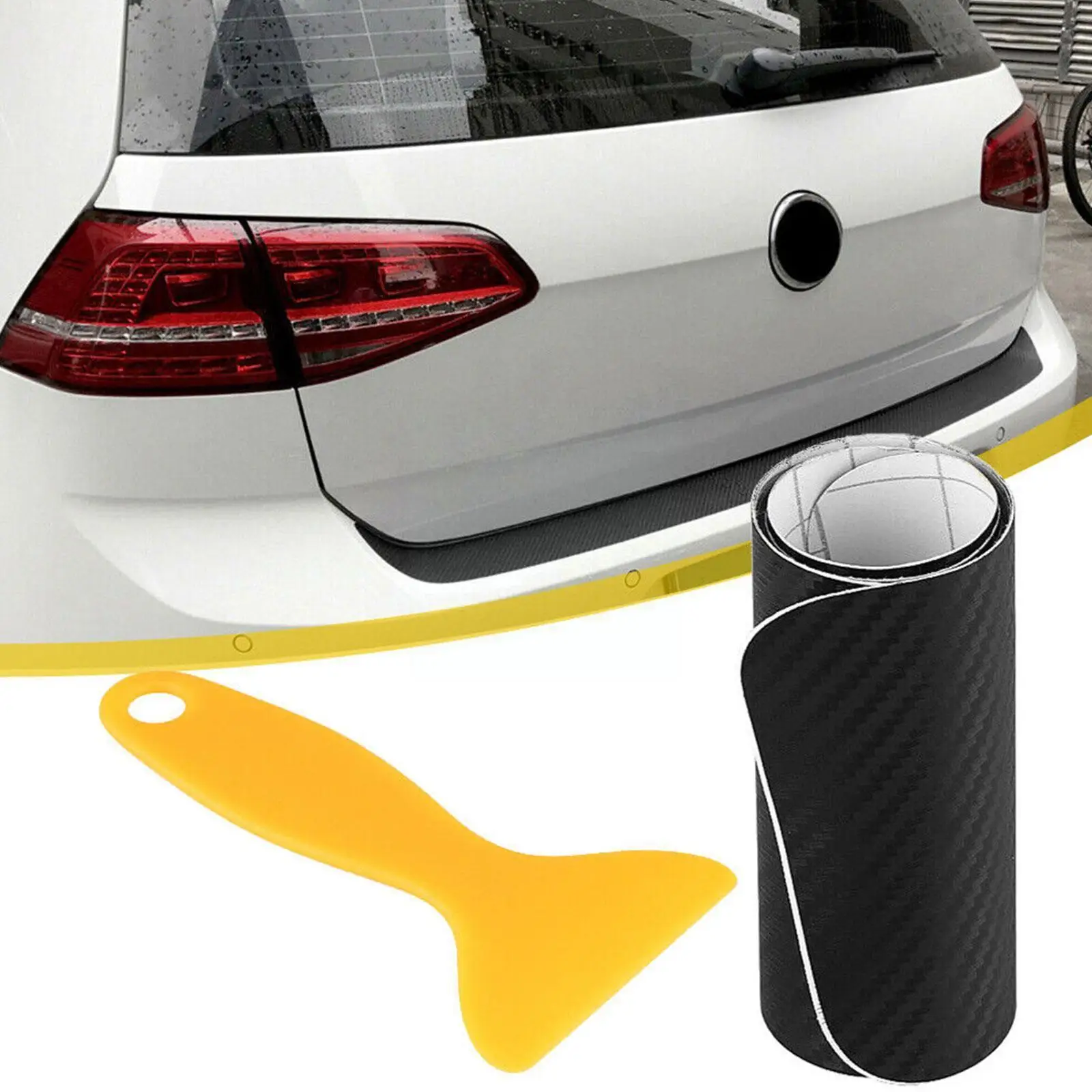 

100cm Car Rear Trunk Bumper Carbon Fiber Sticker Anti-Collision Protection Guard Cover Sill Anti-Scratch Decal Trunk Strip I6V1
