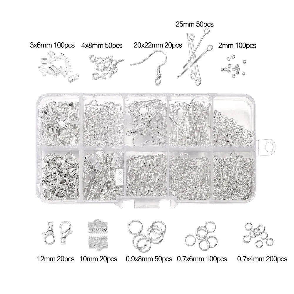 S1df917fdac8d435d97e21b00641b5a6aU Alloy Accessories Jewelry Findings Set Earring Making Kit Lobster Clasp Open Jump Rings Repair Tools DIY Jewelry Making Supplies Mallzona