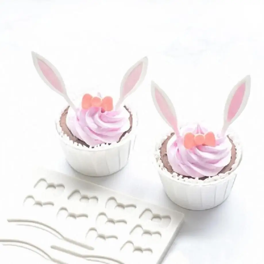 1 Pcs Silicone Baking Mold DIY Easter Rabbit Ear Bowknot Fondant Candy Chocolate Mold Cake Decorating Tool Kitchen Supplies