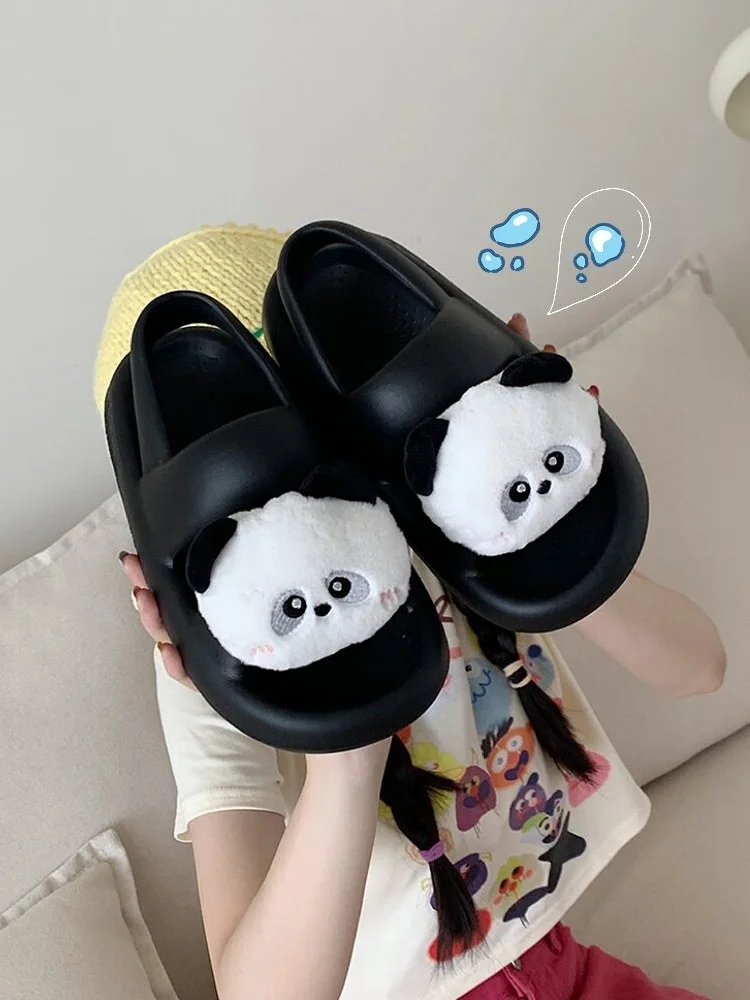 

Cute Panda Sandals For Summer Women Sandals Girls Wearing Thick Sole Anti Slip Flat Sandals Bottom Garden Shoes