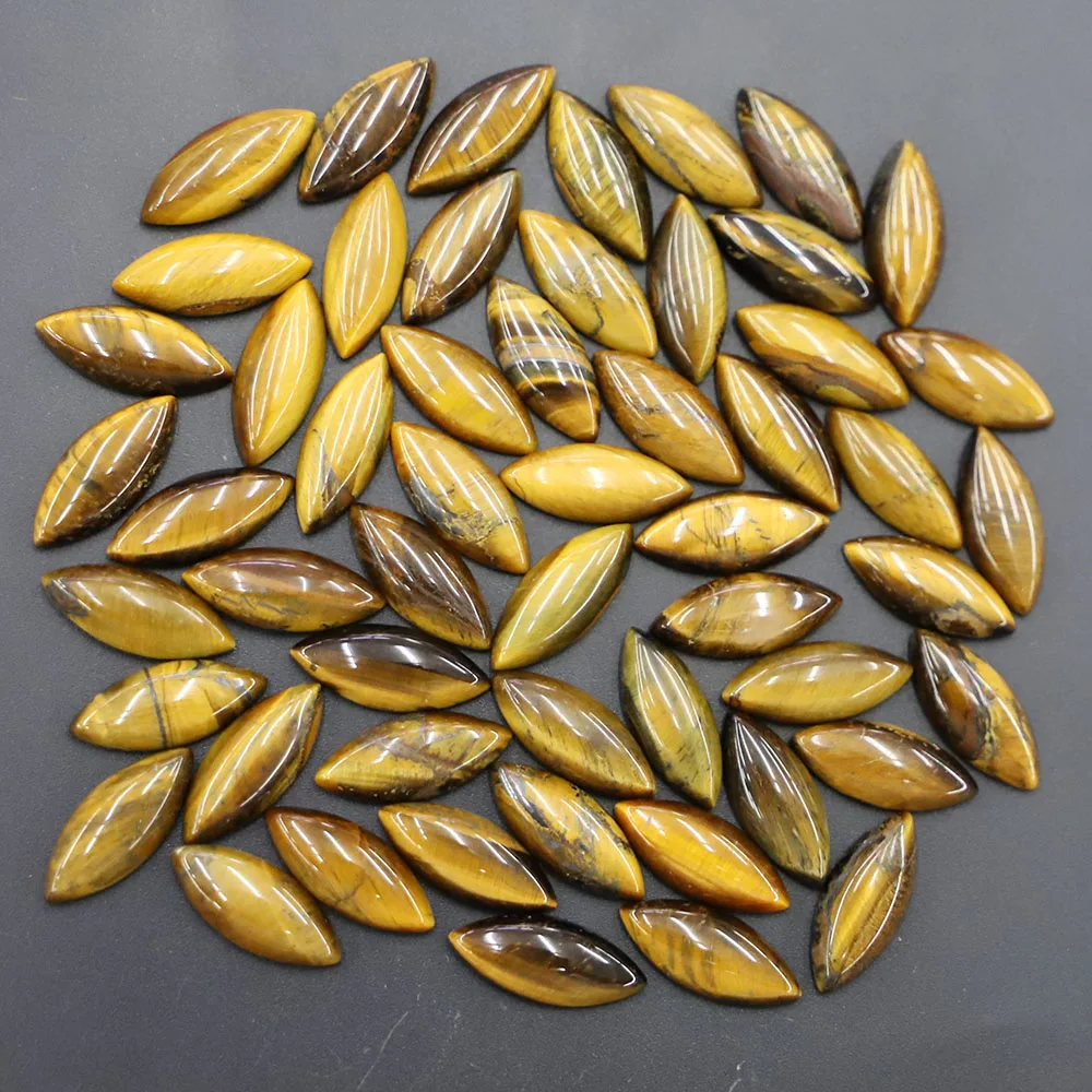 

Natural Tiger Eye Fluorite Without Holes Ring Face Melon Seed Shape Bare Stone Flat Bottom Patch Accessories Wholesale 20Pcs/Lot