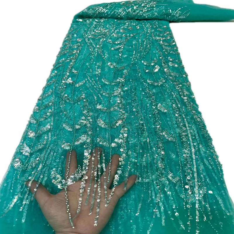 

SJ Lace African Lace Fabric 2022 French Velvet Lace Fabric Bridal High Quality Sequins Net Tulle Lace For Women xc10-66