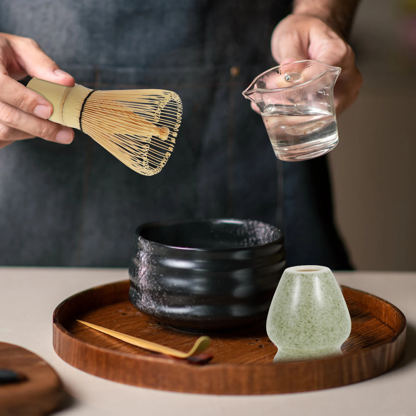 6Pcs Bamboo Wood Matcha Whisk Set for Home Easy to Clean Rust Resistant Japanese Matcha Scoop Kit tea cup set