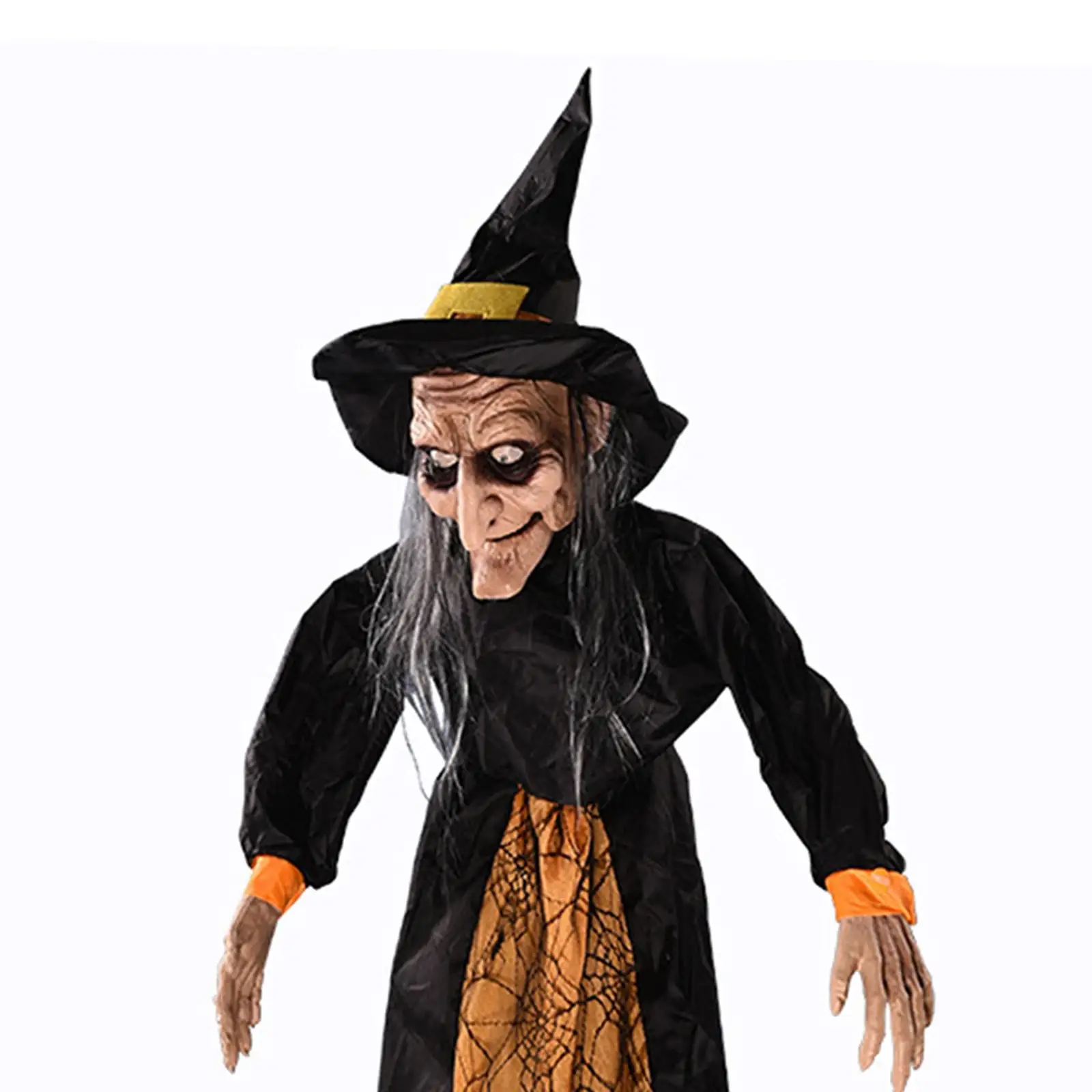 

Halloween Hanging Witch with Glowing Eyes Prop Horror Witch for Lawn Outside Party Decoration Haunted House Yard Ceiling