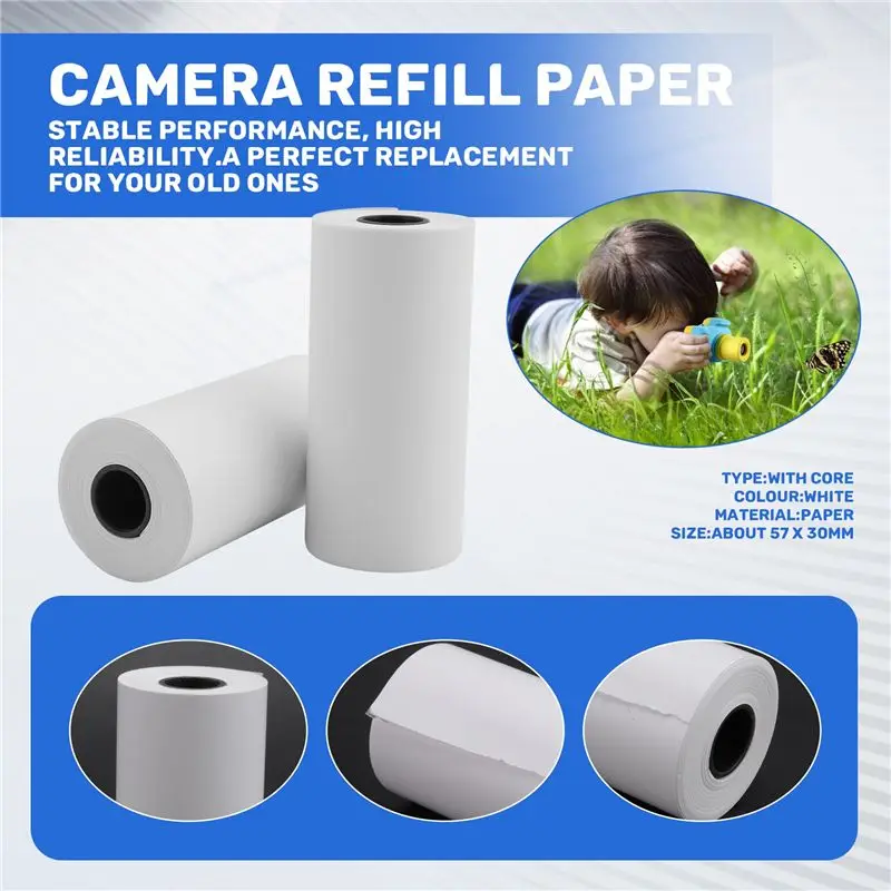 A46M-어린이용 카메라 인화지, 12롤 57X30mm 사진 인화지 열전사 인화지 즉석 인화 카메라 리필지