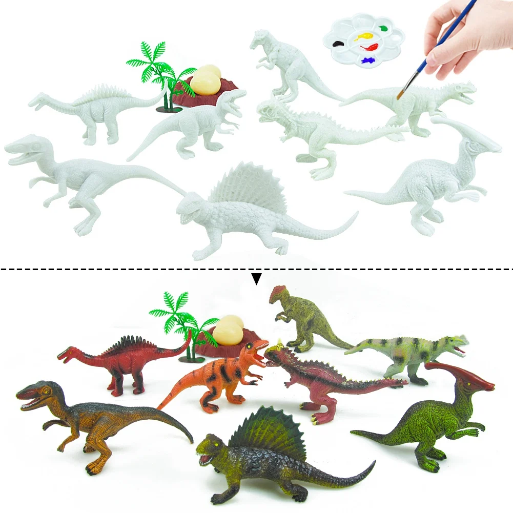 Baby-43PCS DIY 페인트 공룡 흰색 빈 모델 손 그림 공룡 낙서 게임 패드