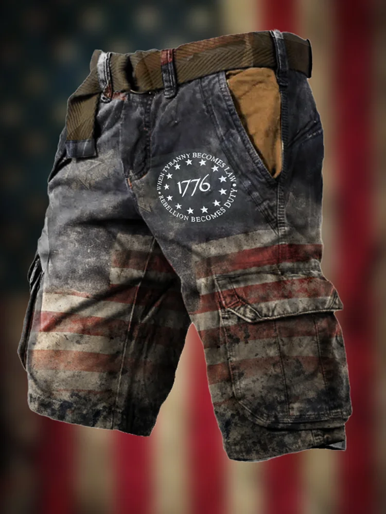 New Lndependence Day Flag Stylish Men's Shorts 3d Printed Stylish Comfortable Casual Cargo Shorts Summer