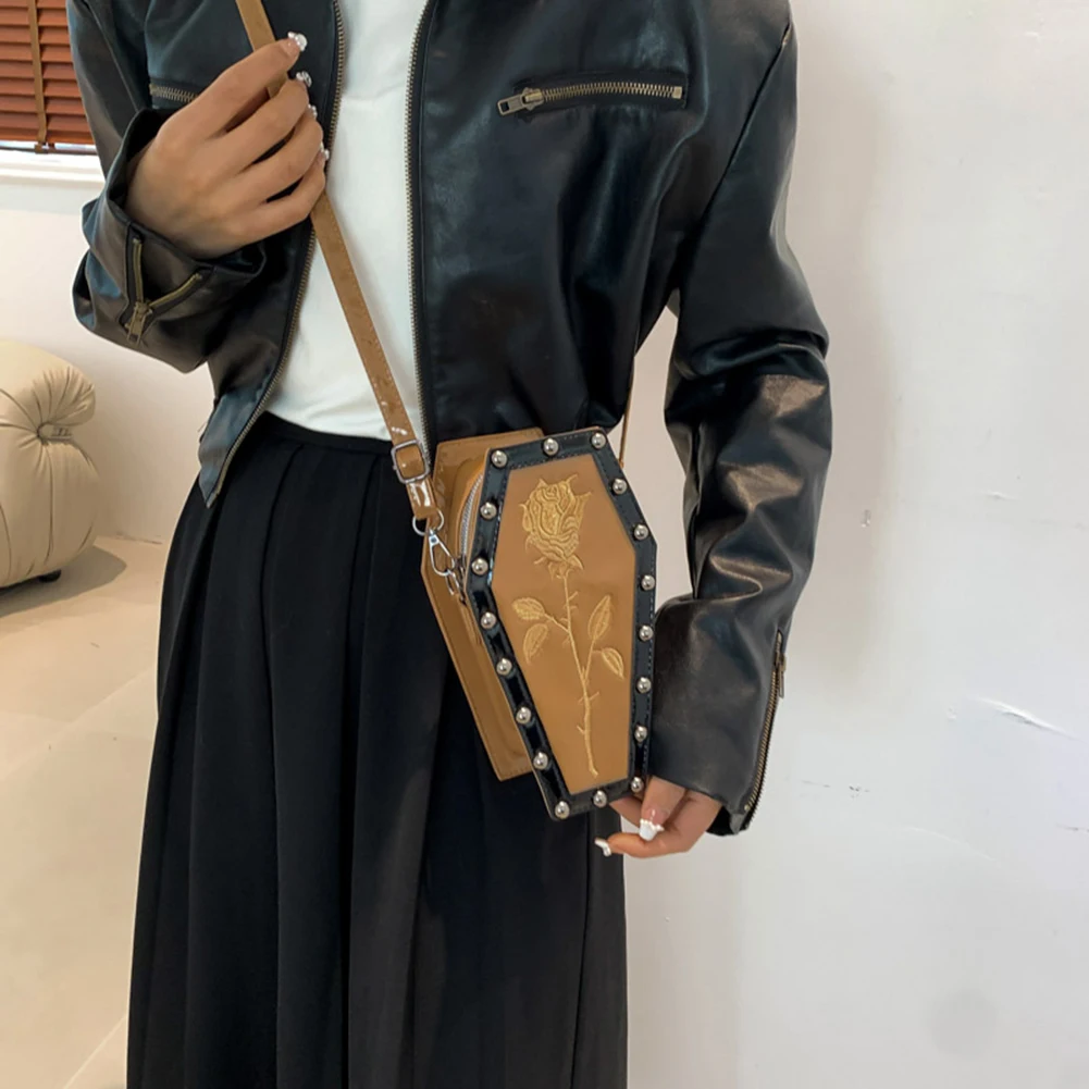 Borsa A Tracolla A Forma Di Bara, Gotica Retrò In Pelle PU, Per Halloween, Regalo Per Donne E Ragazze (Nero/Rosso/Bianco/Viola)
