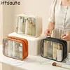1PCS Travel Organizer Bath Toiletry Wash Storage Bag Case Black Red Blue Zipper Clear Makeup Bags Pouch Women's Cosmetic Bag 1