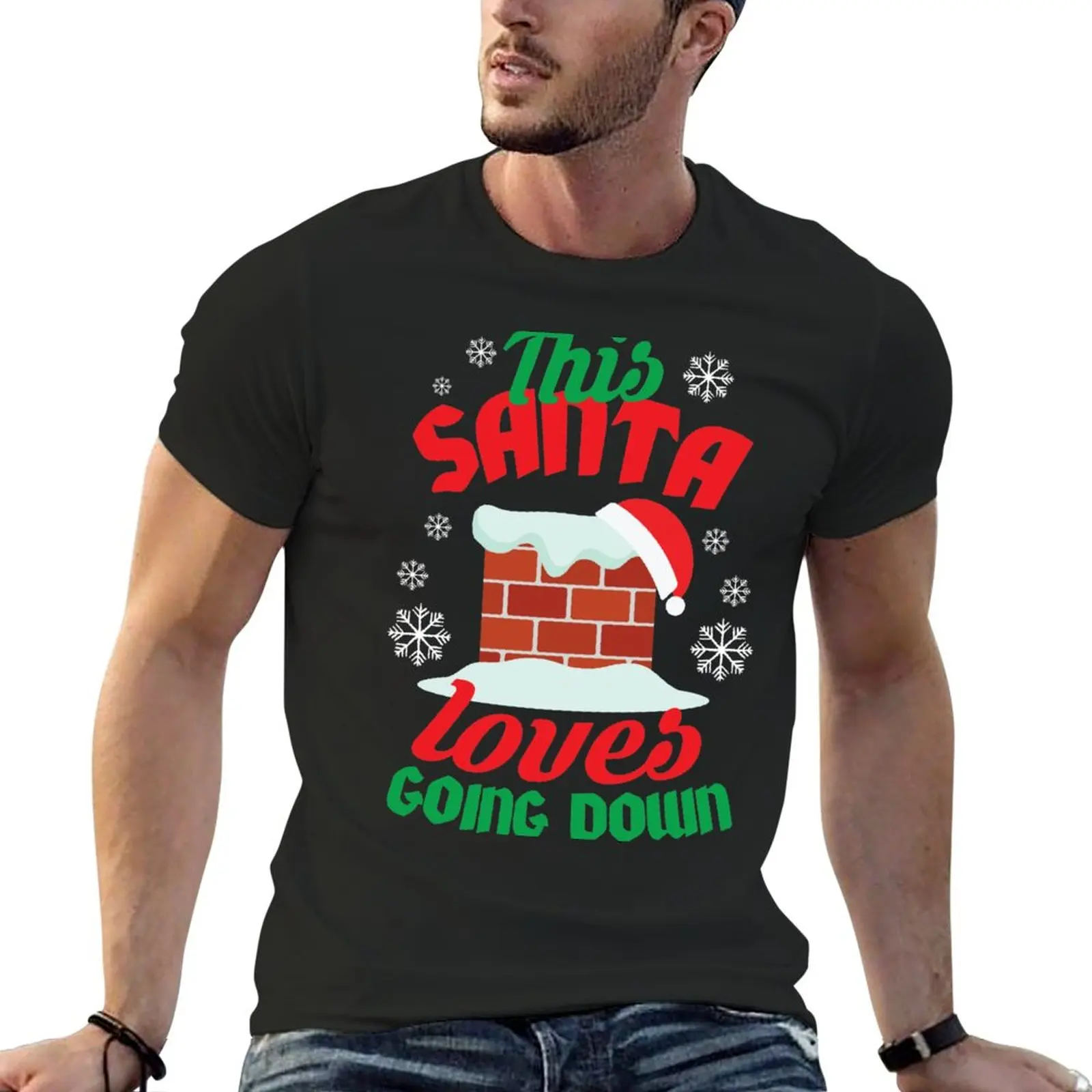 

This Santa Loves Going Down T-Shirt animal print shirt for boys quick drying t-shirt Men's cotton t-shirt