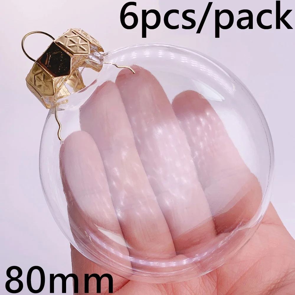 thumbnail image 1 of 6 piezas x Bolas de adorno navideñas transparentes irrompibles para decoración del hogar, 130 x 80 mm, de plástico, para hacer tú mismo, 1 of 5
