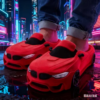 2026 New Car Schuhe Applicable to porsche plush car slippers For BMW Racing plush slippers toy Christmas Gifts