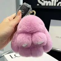 Handmade Soft Bunny PomPom Charms Plush Bunny Keychain Pendant Cute Otter Rabbit Plush Pendant Mini Bag Ornament Hanging Decor 1