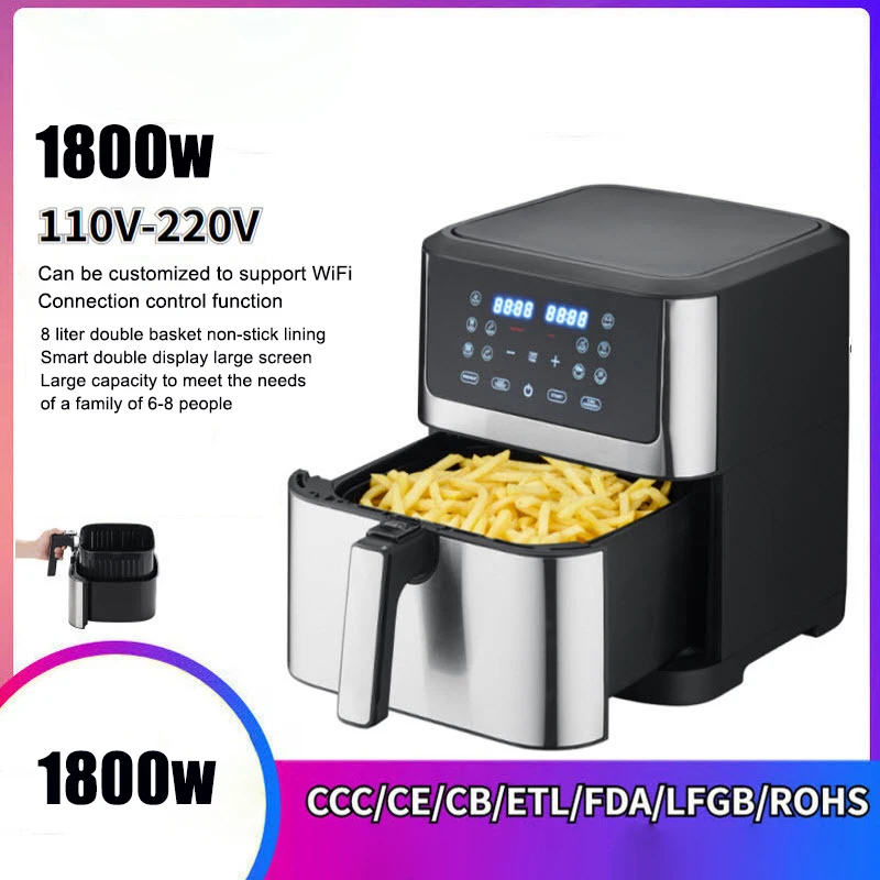 

Household Multifunction Air Fryer Stainless Steel 8L Large Capacity Touch Type Electric Air Fryer Mini Oven