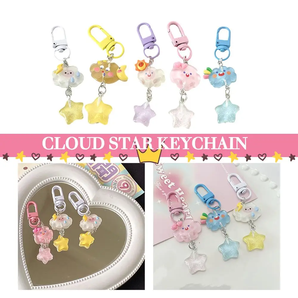 

Cloud Star Keychain Original Ice Through Fine Flash Decorations Cute Gift Girl INS Student Hanging Heart Backpack Cartoon T9N4