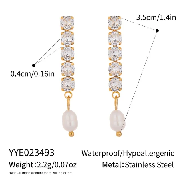 c.citybeauty – boucles d'oreilles élégantes en perles naturelles pour femmes, longue chaîne, en acier inoxydable plaqué or 18 carats, bijoux quotidiens