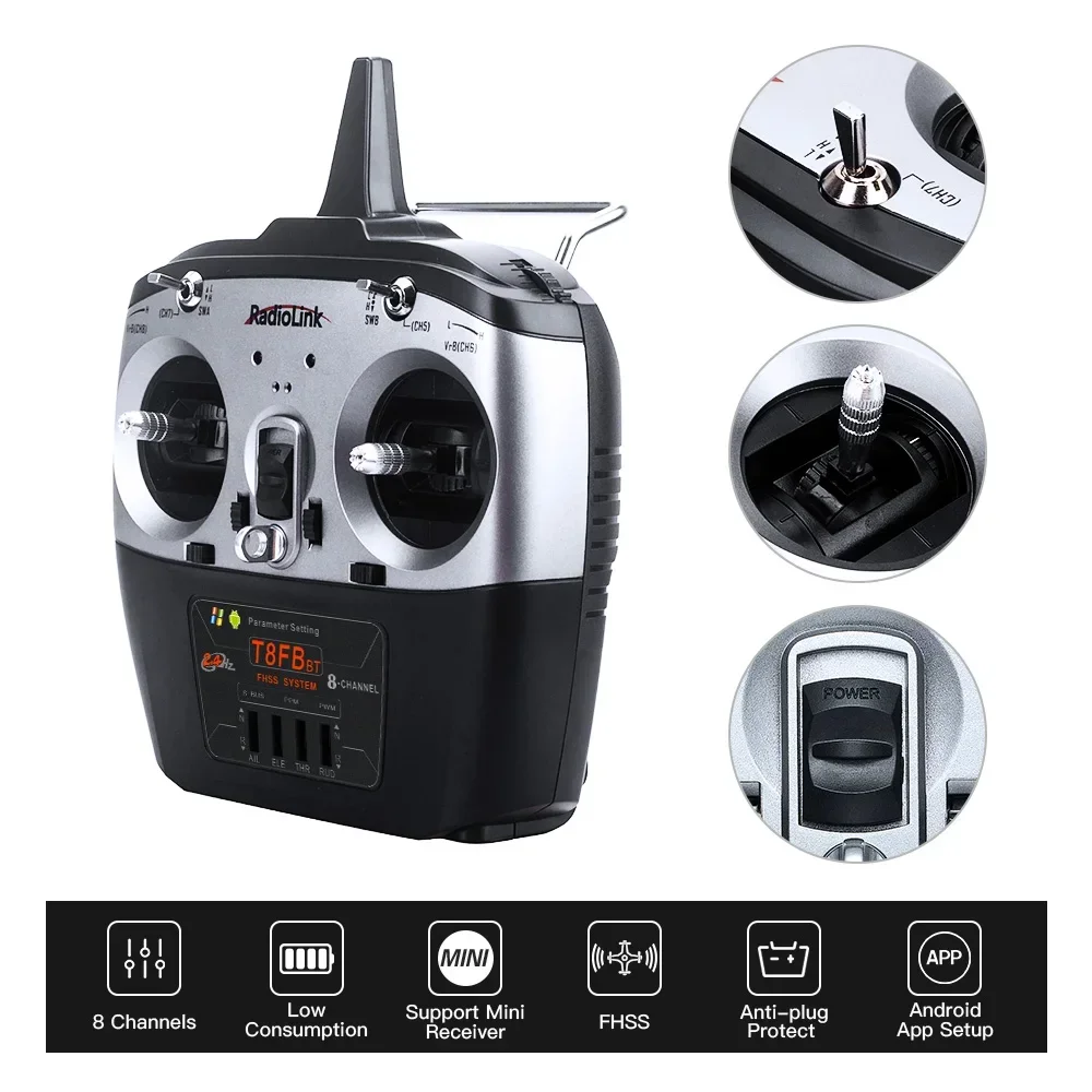 Radiolink T8FB BT Télécommande 8CH 2.4GHz avec Récepteur R8EF pour Drone