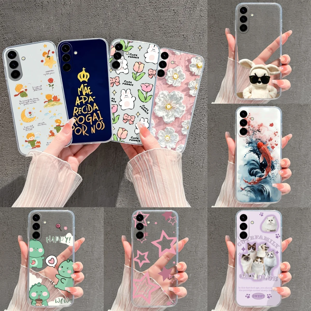 Pink Star Dinosaur Creative Silicone Clear Phone Case - Durable Bumper Housing Design