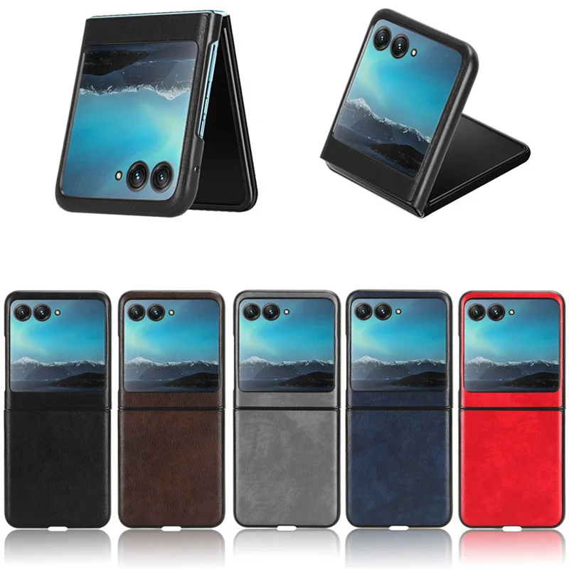 Luxurious Litchi Grain Leather Anti-Drop Phone Case for Motorola Razr - Premium Rear Cover Shell (2023)