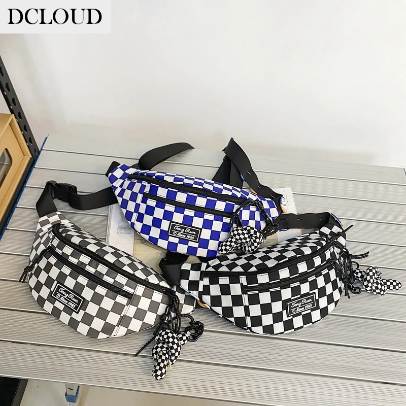 Women Belt Bags Checkered Fanny Packg Men Women Crossbody Fanny