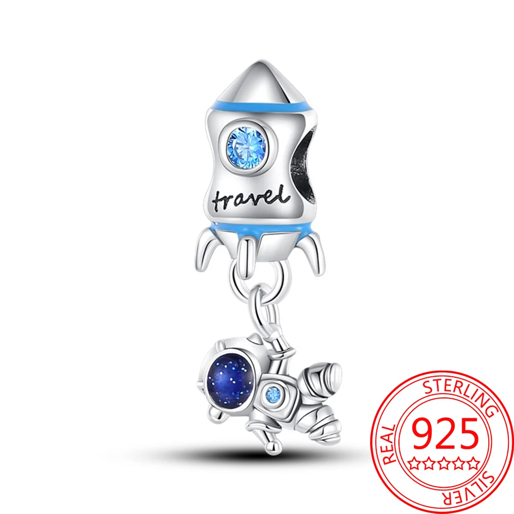 

Cute Original 925 Sterling Silver Blue Launch Rocket Astronaut Spaceship Pendant Fit Pandora Bracelet Boutique Jewelry Gifts