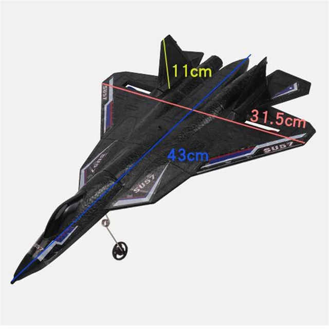 BBSONG SU 57 RC Plane Radio Remote Control Airplane with Light Fixed Wing Electric Controlled EPP Foam Aircraft Toy For Children 4