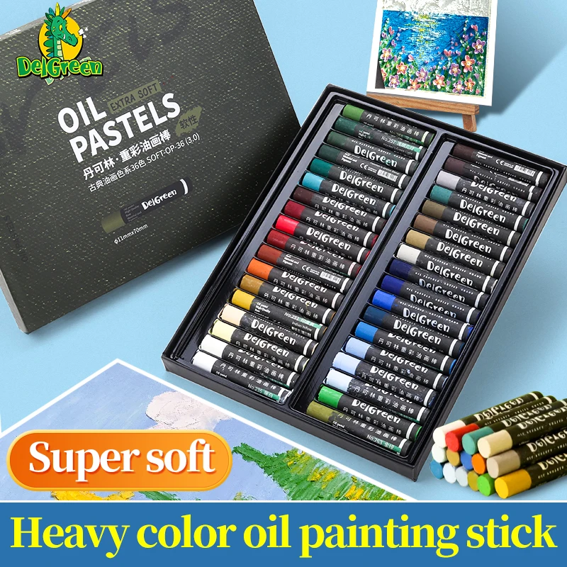 

Delgreen Heavy Color Soft Oil Stick/Crayon 36 Colors Classic Series Artist Students Non-Toxic Washable Crayon Paint Art Supplies