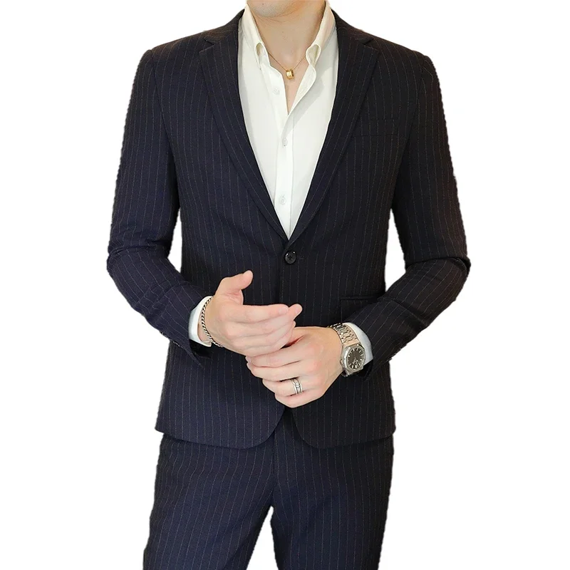 Men's High-End Boutique Suit And Trousers Set British Wedding Party Fashion Business Casual Trendy Two-Piece Ensemble formal suit