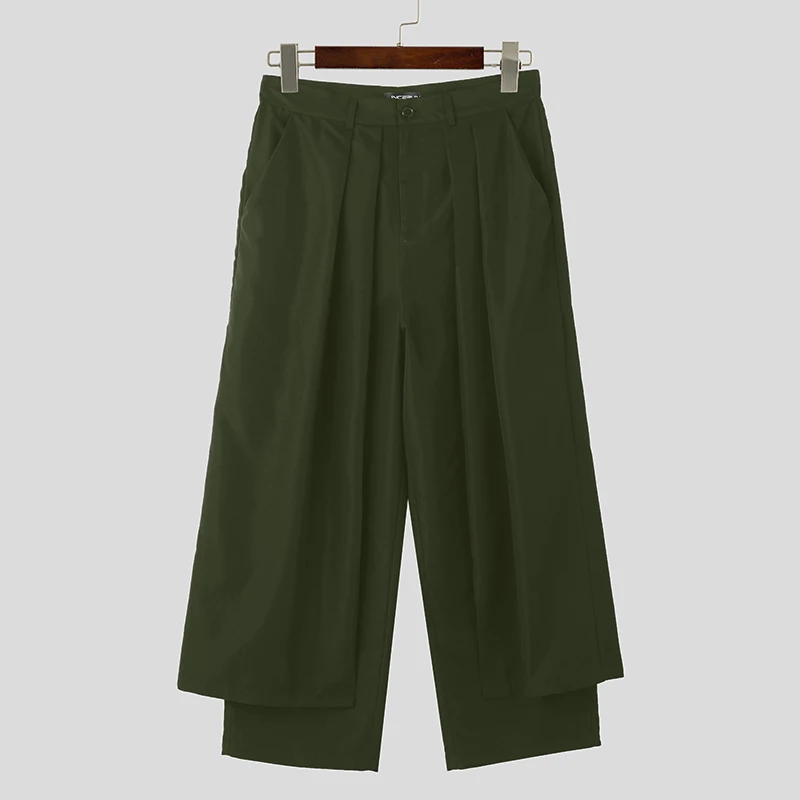 thumbnail image 1 of INCERUN 2024 Pantalones nuevos de estilo coreano para hombre, diseño plisado en capas, pantalones casuales, de moda, holgados, de pierna ancha, largos, S-5XL, 1 of 5