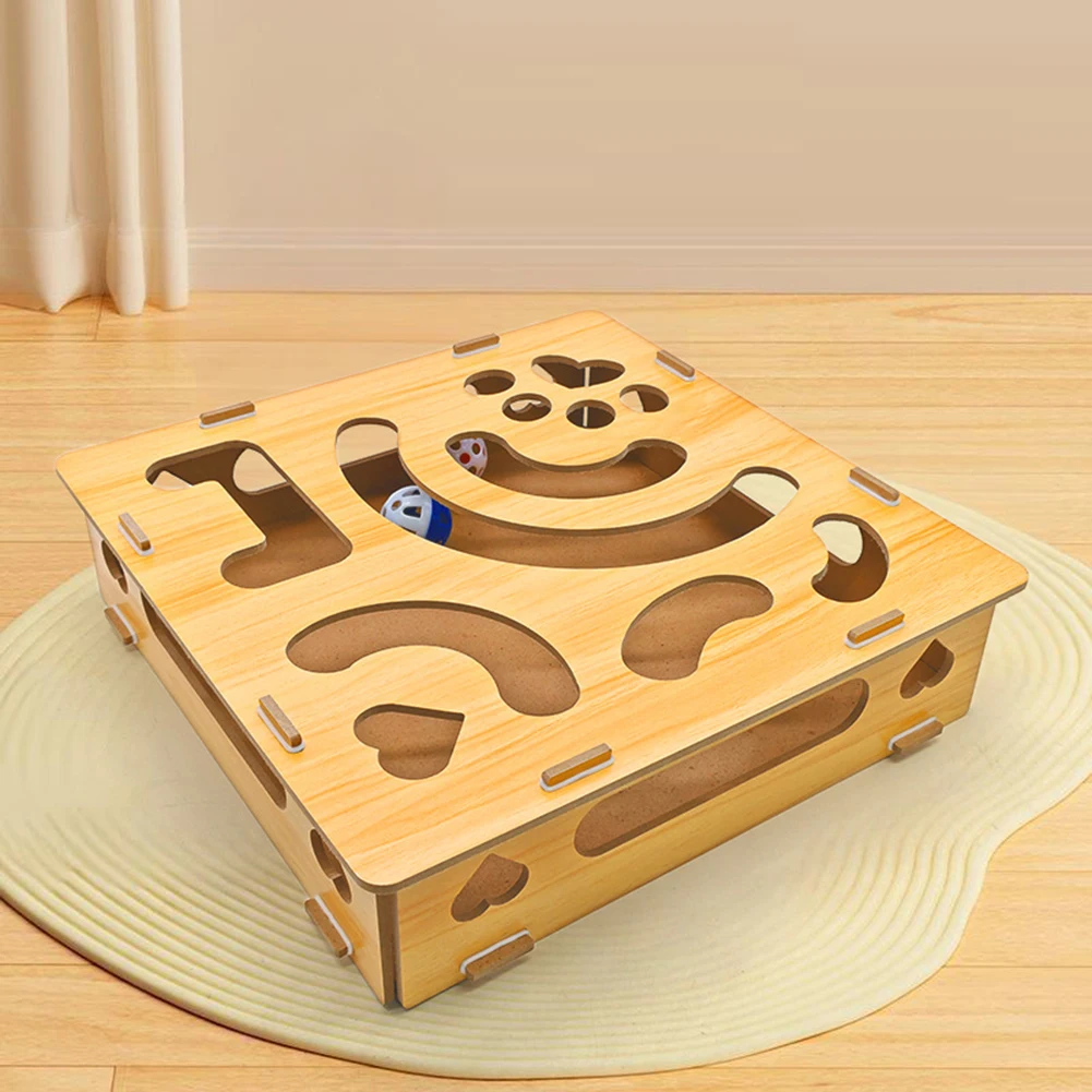 Cat Nail File Enrichment Box With Ball Pet Nail Scratch Board With Treats Box for Indoor Cats Self-Entertaining Cats Toy