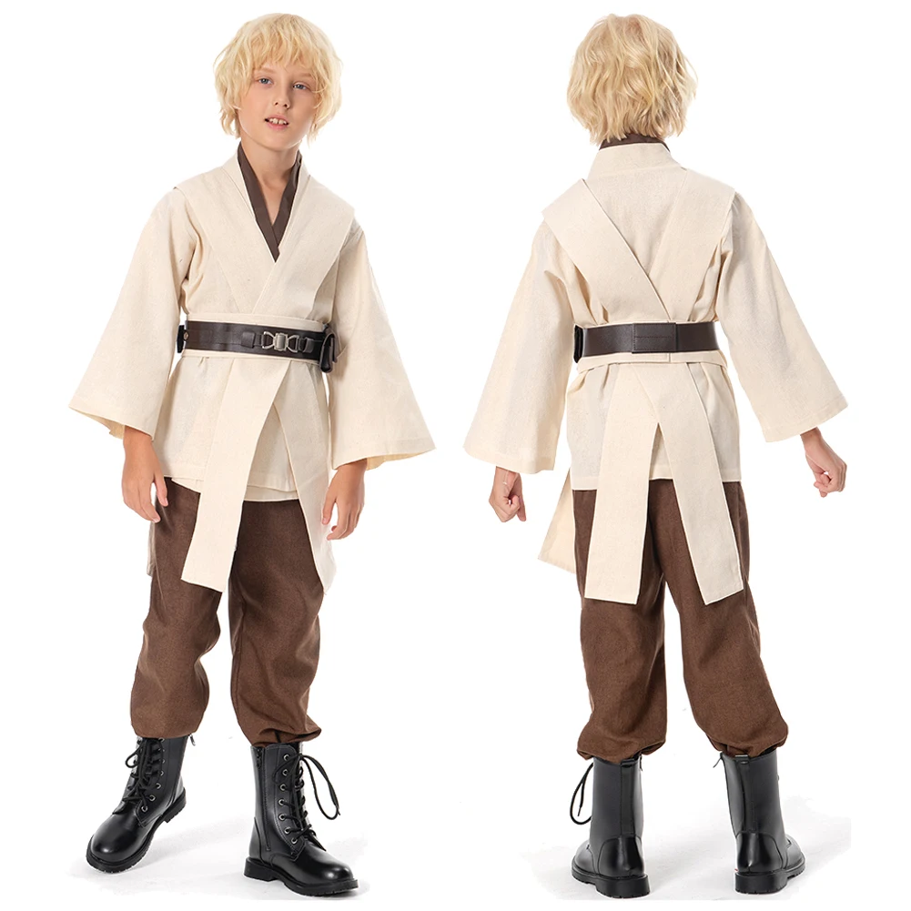 Kids Boys Anakin Fantasy Obi Wan Cosplay Movie Space Battle Knight Disguise Costume Cloak Child Cosplay Roleplay Fantasia Outfit Kids Cosplay Costume