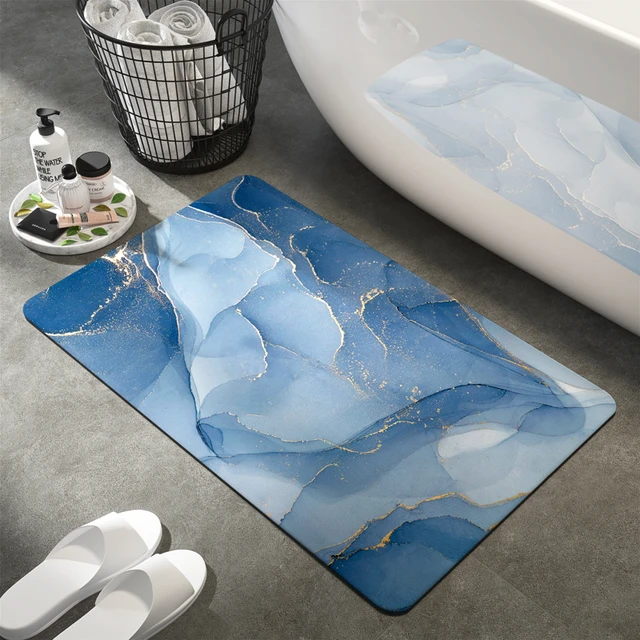 Square Imports Absorbent Soft Memory Foam Mat Bath Bathroom Bedroom Floor Shower Rug Non-Slip Sky Blue