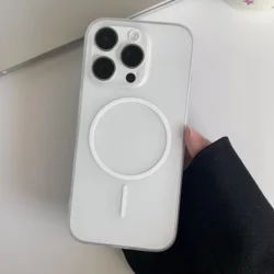 Matte Ultra Thin Translucent Magnetic Wireless Charging Case - Hard PC Cover - iPhone 14 Plus (Clear)