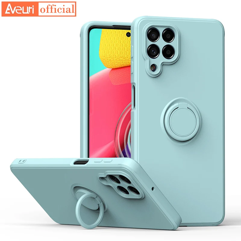 Θήκη υγρής σιλικόνης για Samsung Galaxy M12 M22 M32 M62 M21 M31 M51 M53 5G M10 M30S M31S F62 Κάλυμμα Coque Δαχτυλίδι θήκη Pho_voghion.com