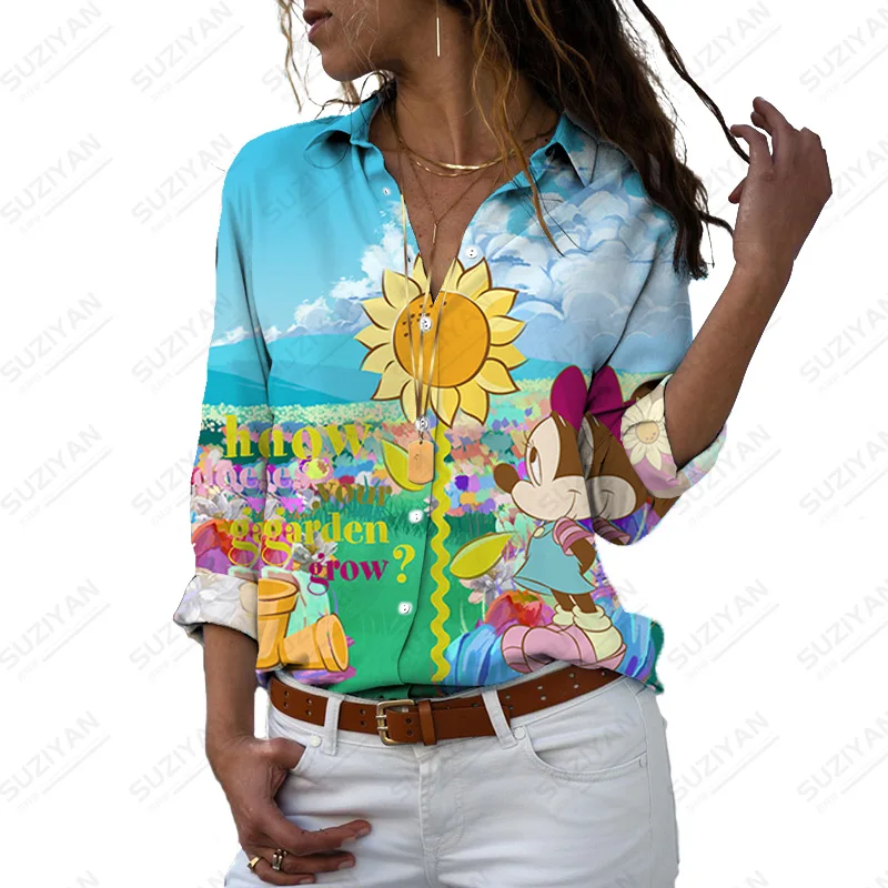 

Temperament Long Sleeve Shirt Women'S Shirts Casual Shirts Women Print Temperament Casual Tops Women'S Fashion