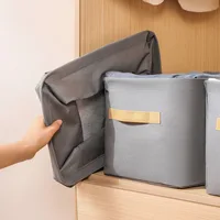 Clothes Storage Basket Fabric Storage Box with Metal Frame Orgainzer Bins Closet Clothes Wardrobe Shelf Storage Box 2