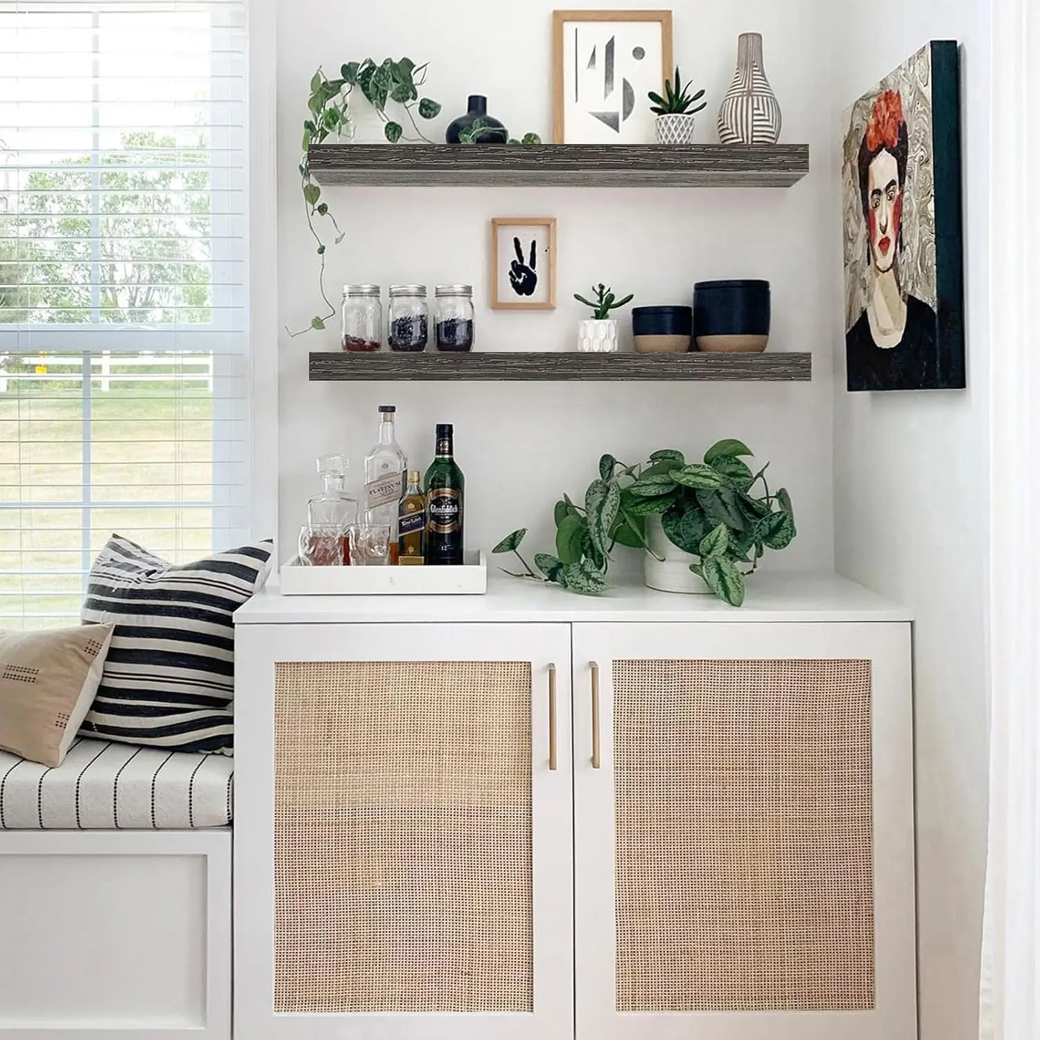 Bathroom Shelves 36 inches Long Wall Shelf 36 x 9 inch Set of 2, Grey (008-90GY)