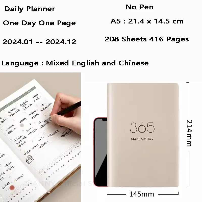 Agenda 2024 Planner Notebook and Notepad Bullet Calendar Diary Stationery  Journal Organizer Sketchbook A5/A4 Daily Note Book 365 - AliExpress