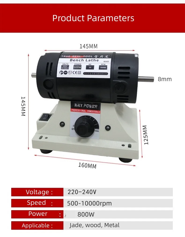 220V 800W High-Power Bench Grinder Electric Eoodworking Jade Carving Polishing machine Grinder 0.3-4mm Flexible Shaft Handle 6