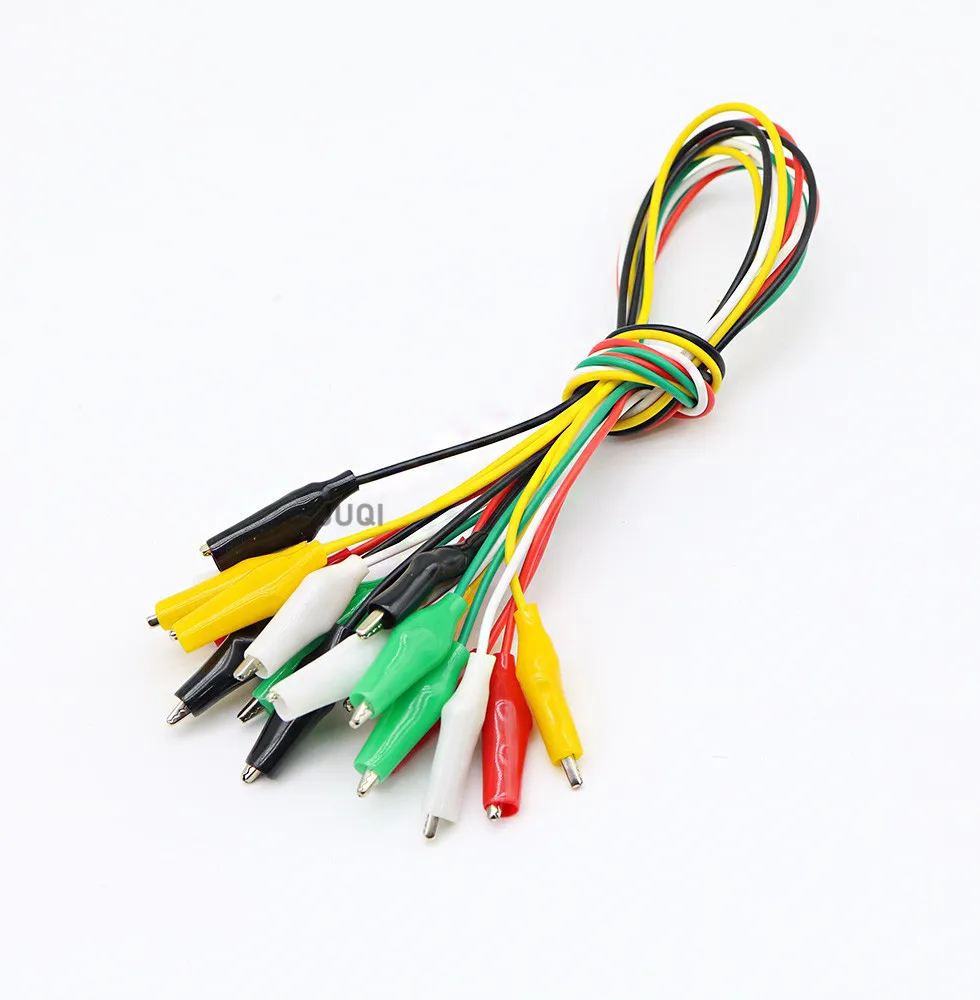 10pcs 28mm Alligator clips double-ended clips crocodile cable alligator jumper wire test leads line length 50 cm