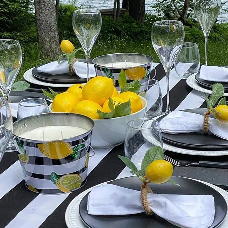 1/6/24/48Pcs Simulation Lemon Plant Napkin Ring Fruit Meal Buckle Hotel Model Room Napkin Ring Napkin Buckle Party Supplies