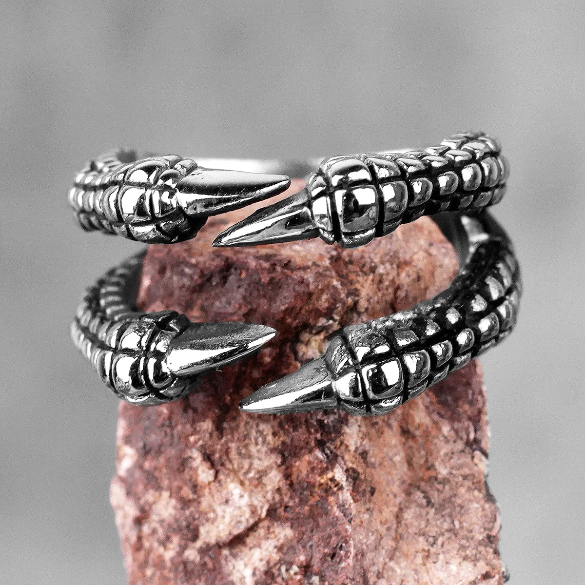 Men's Large Stainless Steel Dragon Claw Ring With CZ Stones - Gothic Knight Vintage Style Statement Ring 5 thumbnail image
